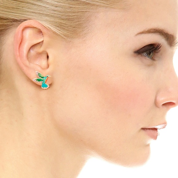 NEW KATE SPADE ♠️ REVERSIBLE SCENIC ROUTE HUMMINGBIRD EARRINGS - Picture 2 of 6